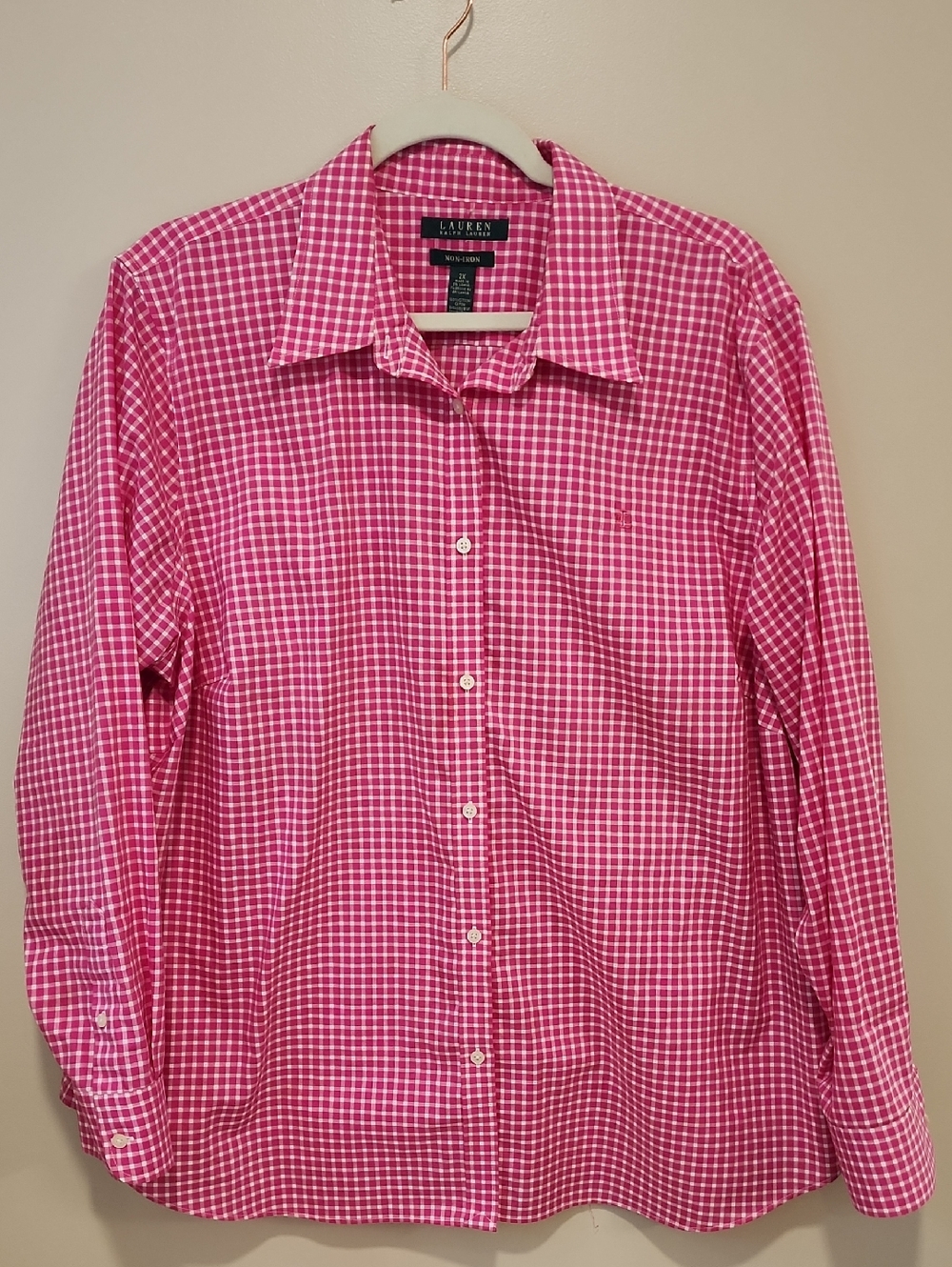 Lauren Ralph Lauren Blouse Checked Plaid Cotton Classic Preppy Women's size 2X